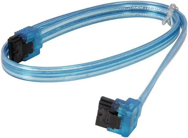 Main image of 18 inch SATA3 SATA III 6Gb/s Serial ATA DATA cable w/ latch Locking (90 Degree to 180 Degree) for Hard Drive Disk HDD / SSD - UV Blue