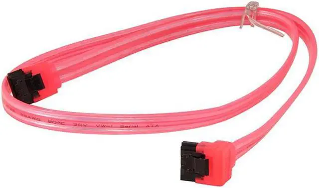 Main image of 24 inch SATA3 SATA III 6Gb/s Serial ATA DATA cable w/ latch Locking (90 Degree to 180 Degree) for Hard Drive Disk HDD / SSD - UV  Red