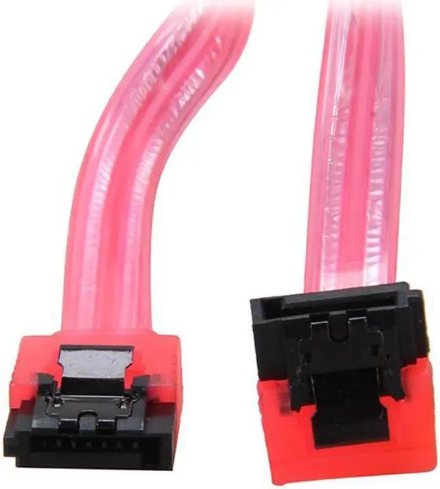 Alt view image 2 of 2 - 6 inch SATA3 SATA III 6Gb/s Serial ATA DATA cable w/ latch Locking (90 Degree to 180 Degree) for Hard Drive Disk HDD / SSD -  UV Red