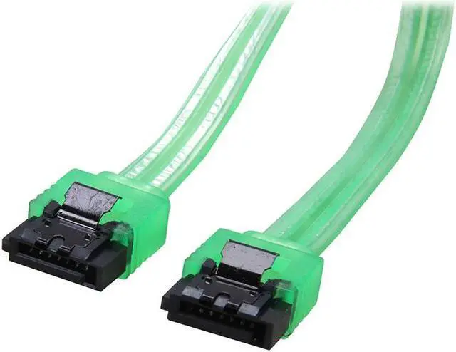 Alt view image 2 of 2 - 18 inch SATA3 SATA III 6Gb/s Serial ATA DATA cable w/ latch Locking for Hard Drive Disk HDD / SSD - UV  Green