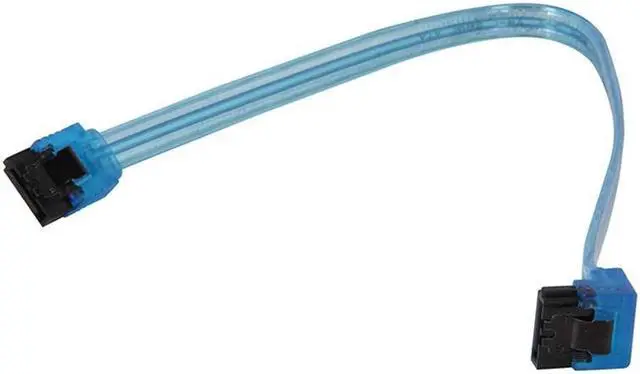 Main image of 10 inch SATA3 SATA III 6Gb/s Serial ATA DATA cable w/ latch Locking (90 Degree to 180 Degree) for Hard Drive Disk HDD / SSD - UV Blue
