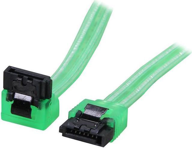Alt view image 2 of 2 - 24 inch SATA3 SATA III 6Gb/s Serial ATA DATA cable w/ latch Locking (90 Degree to 180 Degree) for Hard Drive Disk HDD / SSD - UV Green