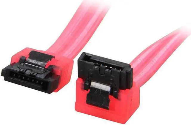 Alt view image 2 of 2 - 10 inch SATA3 SATA III 6Gb/s Serial ATA DATA cable w/ latch Locking (90 Degree to 180 Degree) for Hard Drive Disk HDD / SSD - UV  Red