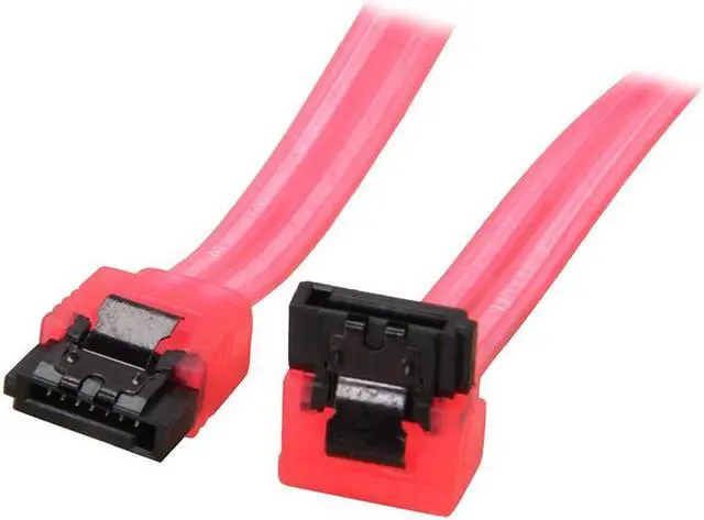 Alt view image 2 of 2 - 24 inch SATA3 SATA III 6Gb/s Serial ATA DATA cable w/ latch Locking (90 Degree to 180 Degree) for Hard Drive Disk HDD / SSD - UV  Red