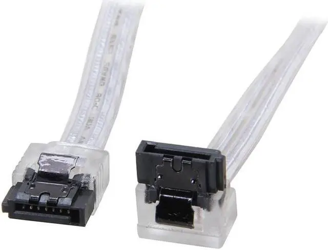 Alt view image 2 of 2 - 24 inch SATA3 SATA III 6Gb/s Serial ATA DATA cable w/ latch Locking (90 Degree to 180 Degree) for Hard Drive Disk HDD / SSD - Silver