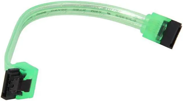 Main image of 6 inch SATA3 SATA III 6Gb/s Serial ATA DATA cable w/ latch Locking  (90 Degree to 180 Degree) for Hard Drive Disk HDD / SSD -  UV Green