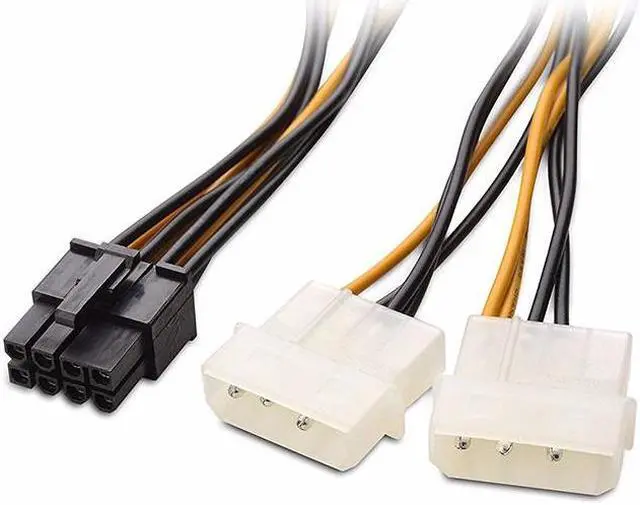 Alt view image 3 of 5 - 6 inch 2 x Molex 4 pin to 8-Pin PCI Express Video Card Pci-e  Converter Cable - Molex to Pcie 8 pin (6+2) Adapter