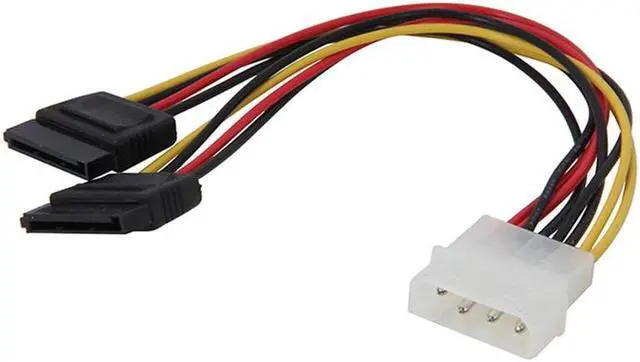 Alt view image 2 of 2 - 8 inch Molex 4-pin Male to 2 x SATA Power 15-pin Female Y Splitter Adpater Converter Cable