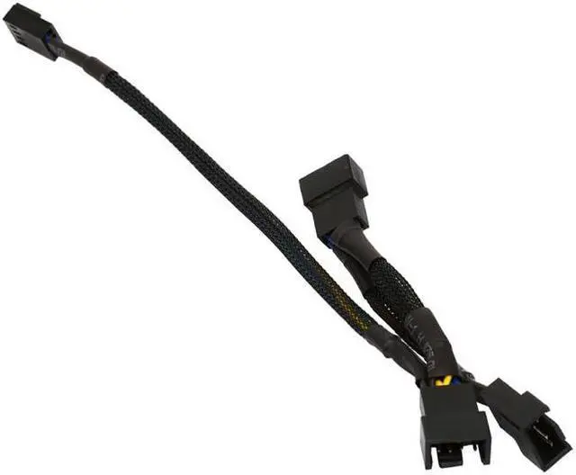 Alt view image 2 of 2 - Black Net Jacket Sleeved 16 inch(8+4+4) daisy chained 1 to 3 Motherboard PWM Fan 4-pin  Power Splitter Hub Adapter Cable