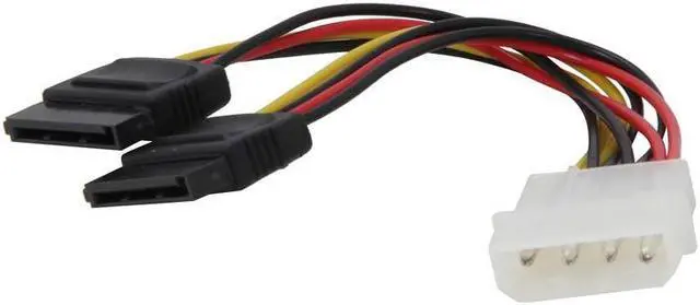 Alt view image 2 of 2 - 6 inch Molex 4-pin Male to 2 x SATA Power 15-pin Female Y Splitter Adpater Converter Cable