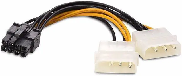 Main image of 6 inch 2 x Molex 4 pin to 8-Pin PCI Express Video Card Pci-e  Converter Cable - Molex to Pcie 8 pin (6+2) Adapter