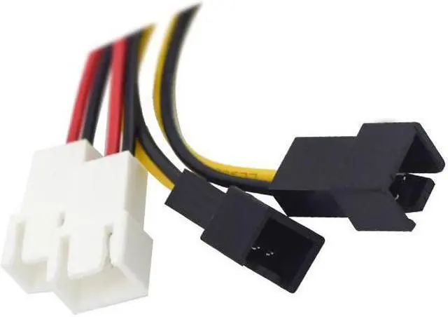 Alt view image 2 of 4 - 6 inch  Molex 4pin LP4 to Case cooling Fan 3-pin 3 Multi-Fan Out Power Adapter Converter Cable w/  2x5V/2x12V Speed Reduction