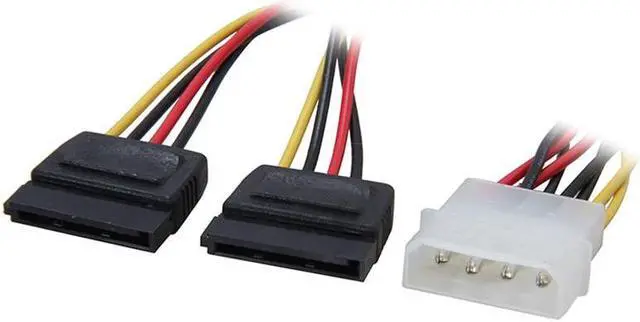 Main image of 8 inch Molex 4-pin Male to 2 x SATA Power 15-pin Female Y Splitter Adpater Converter Cable