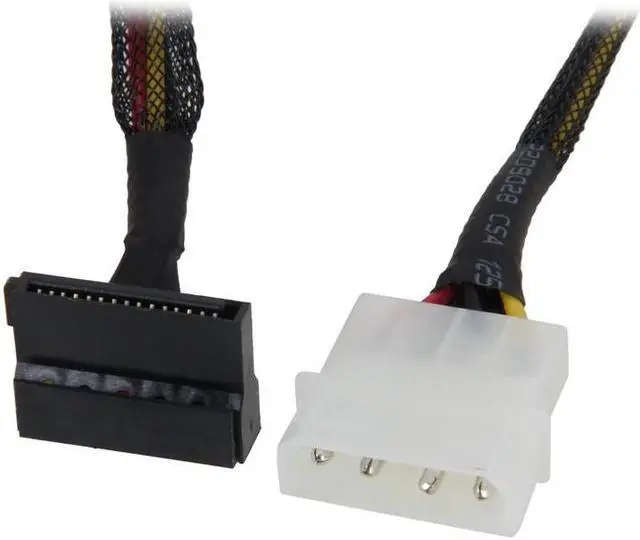 Alt view image 2 of 3 - EN-Labs Molex 4 Pin to 3 SATA 15-pin Power Splitter Adapter - IDE LP4 Male to 3x SATA 15pin Power Extension Sleeved Black Cable - 18 Inches