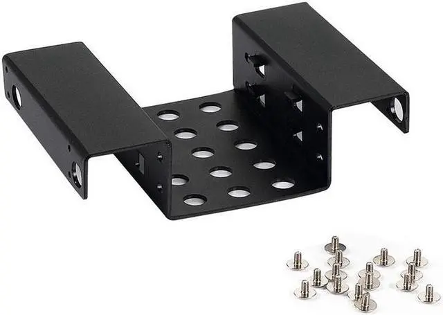 Alt view image 3 of 3 - Aluminum 2 Bay 2.5 " SATA HDD SSD to 5.25" CD-ROM Internal Hard Drive Adapter Mounting Bracket Converter Kit - 10" SATA (2 pcs) and 12" Molex 4pin to SATA 15pin Power Cables included - Black