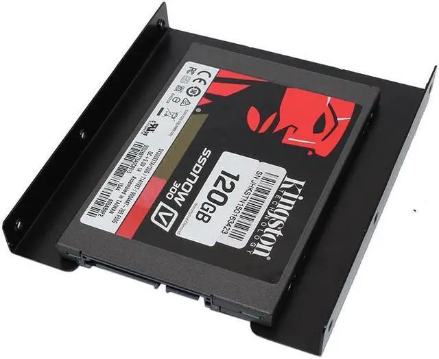 Alt view image 3 of 4 - 2.5 to 3.5 SSD Hard Drive Adapter Metal Mounting Bracket Converter w/ 18 " SATA Data Cable and 6“ Molex 4-pin to SATA 15-pin Power Cable Combo Kit