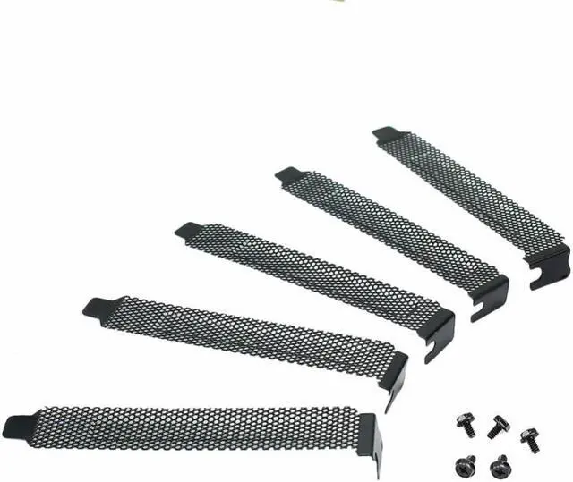 Alt view image 2 of 5 - 5pcs/lot Black Mesh Hard Steel PCI Slot Covers Bracket w/ Screws, Full Profile Expansion Dust Filter Blanking Plate for PCI