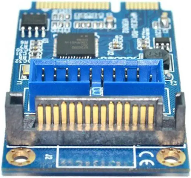 Alt view image 3 of 6 - Motherboard Mini PCI Express to Dual USB 3.0 20-pin Expansion Card Adapter,Mini PCIe PCI-e to 2 ports USB 3.0 w/ SATA power