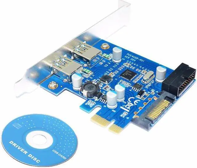 Alt view image 2 of 5 - 4 Port PCIE PCI-e to USB 3.0 (2 x Type A+ 20 Pin Internal) Expansion Card Hub Controller PCI Express Card Adapter w/ SATA Power