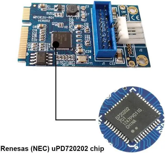 Alt view image 5 of 6 - Motherboard Mini PCI Express to Dual USB 3.0 20-pin Expansion Card Adapter,Mini PCIe PCI-e to 2 ports USB w/ Molex 4-pin Power