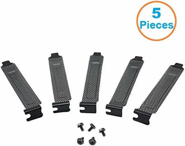 Main image of 5pcs/lot Black Mesh Hard Steel PCI Slot Covers Bracket w/ Screws, Full Profile Expansion Dust Filter Blanking Plate for PCI