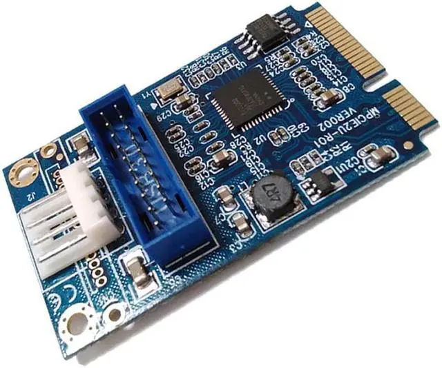 Alt view image 3 of 6 - Motherboard Mini PCI Express to Dual USB 3.0 20-pin Expansion Card Adapter,Mini PCIe PCI-e to 2 ports USB w/ Molex 4-pin Power