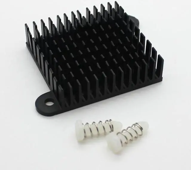 Alt view image 3 of 3 - 2pcs/lot Anodized Black Aluminum Heatsink 35x35x10mm CPU Southbridge IC Transistor chip Cooling Radiator Cooler w/ Screws
