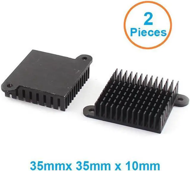 Main image of 2pcs/lot Anodized Black Aluminum Heatsink 35x35x10mm CPU Southbridge IC Transistor chip Cooling Radiator Cooler w/ Screws