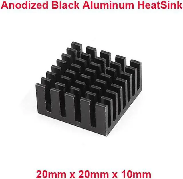 Alt view image 2 of 2 - 5pcs/lot Anodized Black Aluminum Heatsink 20x20x10mm Electronic Chip Cooling Radiator Cooler for power IC,Electric chipset etc.