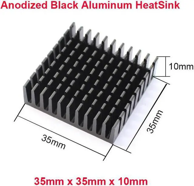 Alt view image 2 of 2 - 2pcs/lot Anodized Black Aluminum Heatsink 35x35x10mm Chipset Radiator Cooler for Southbridge Northbridge IC,3W LED Cooling