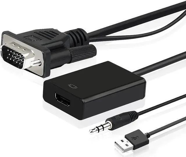 Main image of VGA to HDMI Output, HD 1080p TV AV HDTV Video Cable Converter Adapter with Audio for HDTVs, monitors,display