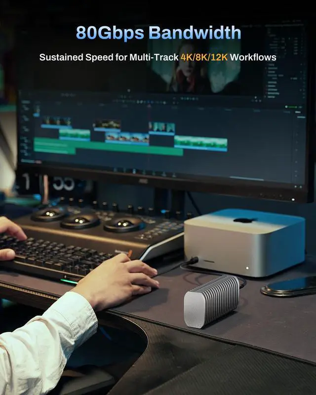Alt view image 3 of 7 - TERRAMASTER D1 SSD Pro 80Gbps M.2 NVMe SSD Enclosure, up to 7061MB/s, All-Aluminum Case with Efficient Cooling, Zero Noise, Compatible with USB 4/3.2/3.1/3.0, Thunderbolt 5/4/3 (Diskless)