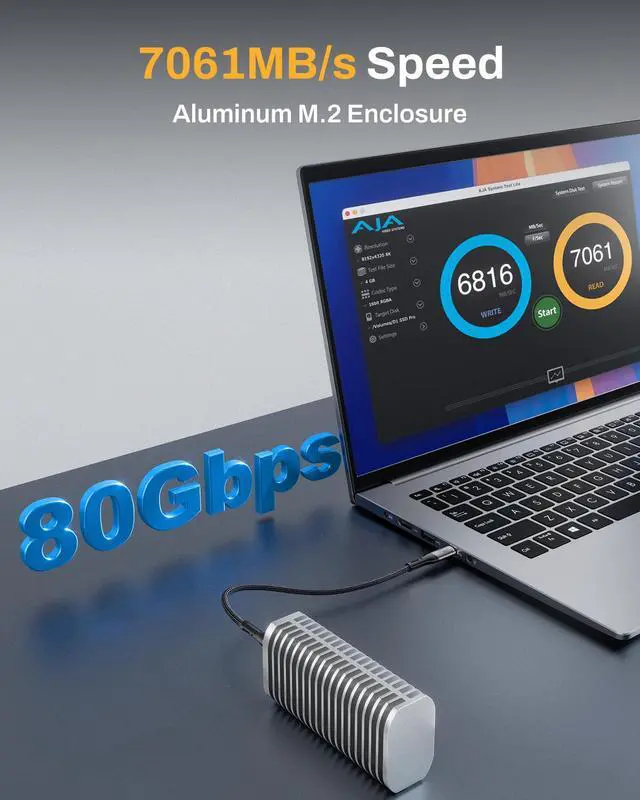 Alt view image 4 of 7 - TERRAMASTER D1 SSD Pro 80Gbps M.2 NVMe SSD Enclosure, up to 7061MB/s, All-Aluminum Case with Efficient Cooling, Zero Noise, Compatible with USB 4/3.2/3.1/3.0, Thunderbolt 5/4/3 (Diskless)