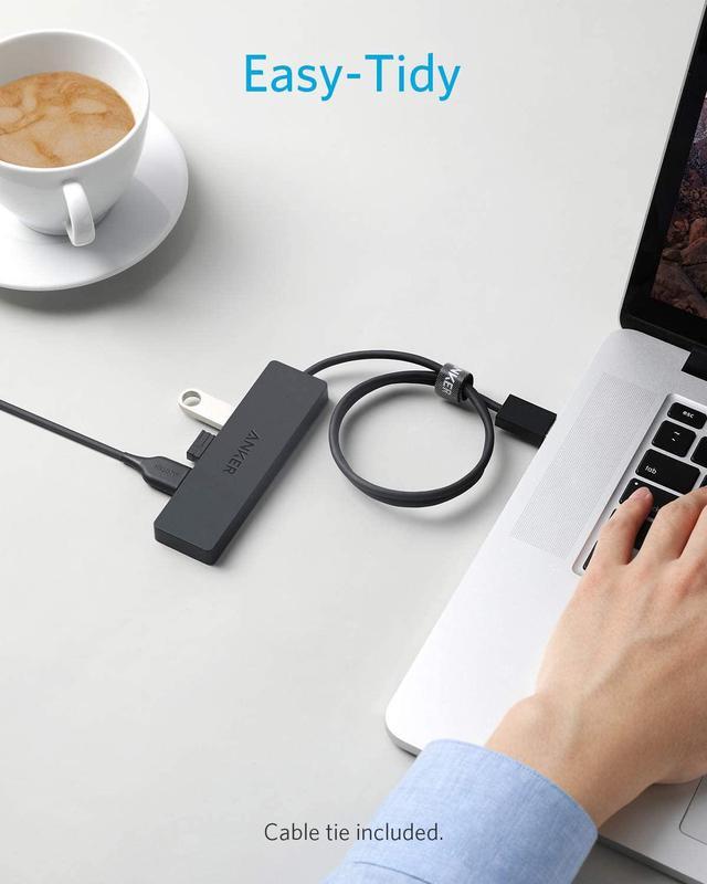 Alt view image 7 of 8 - Anker 4-Port USB 3.0 Hub, Ultra-Slim Data USB Hub with 2 ft Extended Cable [Charging Not Supported], for MacBook, Mac Pro, Mac mini, iMac, Surface Pro, XPS, PC, Flash Drive, Mobile HDD