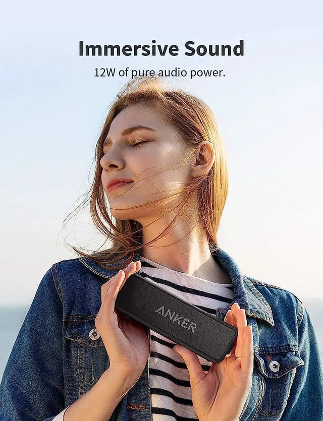 Alt view image 3 of 5 - Anker Soundcore 2 Portable Bluetooth Speaker with Superior Stereo Sound, Exclusive BassUp, 12-Watts, IPX5 Water-Resistant, 24-Hour Playtime, Perfect Wireless Speaker for Home, Outdoors, Travel