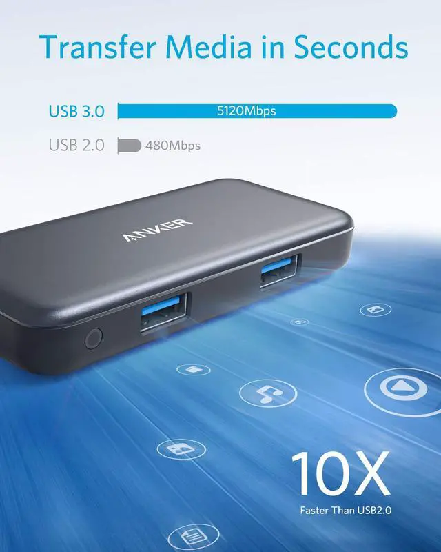 Alt view image 3 of 13 - Anker USB C Hub Adapter, 5-in-1 USB C Adapter, with 4K USB C to HDMI , SD and microSD Card Reader, 2 USB 3.0 Ports, for MacBook Pro 2019/2018/2017, iPad Pro 2019/2018, Pixelbook, XPS, and More