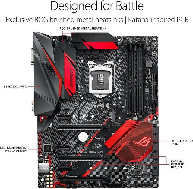 Alt view image 3 of 5 - ASUS ROG Strix Z370-H Gaming LGA 1151 (300 Series) Intel Z370 HDMI SATA 6Gb/s USB 3.1 ATX Intel Motherboard