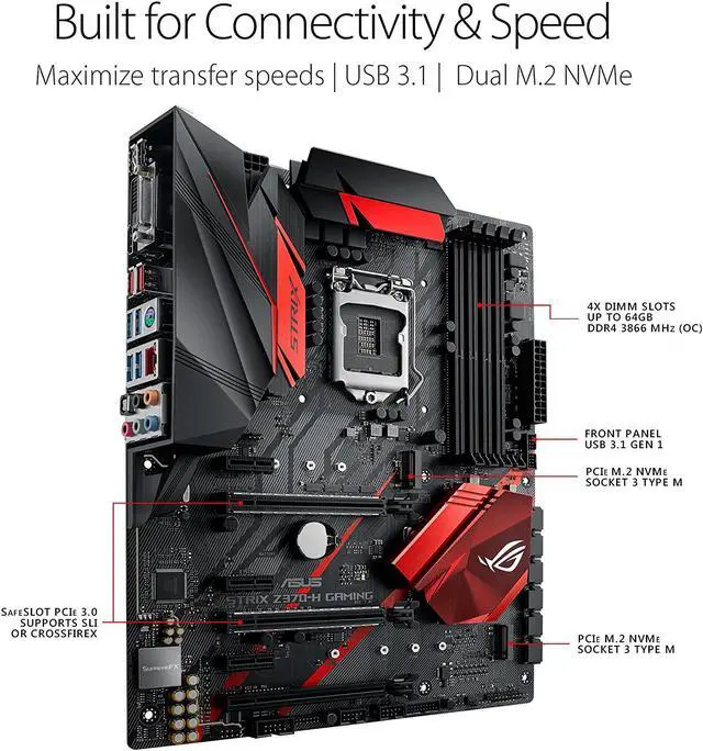 Alt view image 5 of 5 - ASUS ROG Strix Z370-H Gaming LGA 1151 (300 Series) Intel Z370 HDMI SATA 6Gb/s USB 3.1 ATX Intel Motherboard
