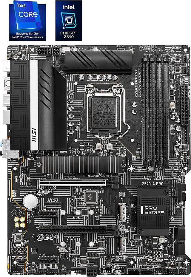 Alt view image 2 of 4 - MSI Z590-A PRO LGA 1200 ATX Motherboard (LGA 1200, 3 x M.2 Slot, DDR4, PCIe 3.0)