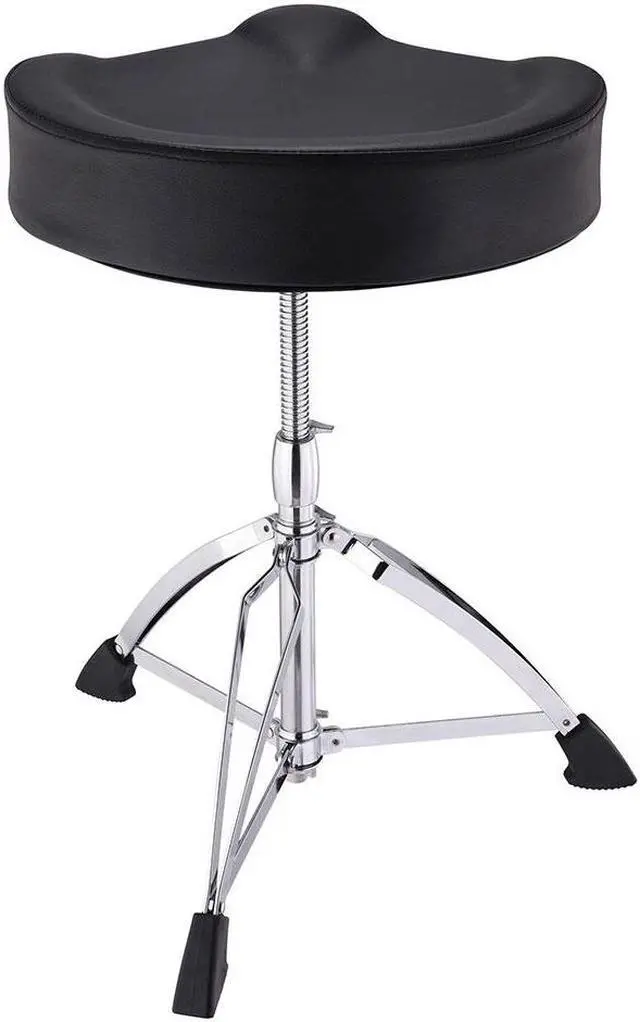Alt view image 3 of 7 - Saddle Drum Throne Drummer Stool Round Seat Chair Adjustable Folding Stand Percussion Hardware Large