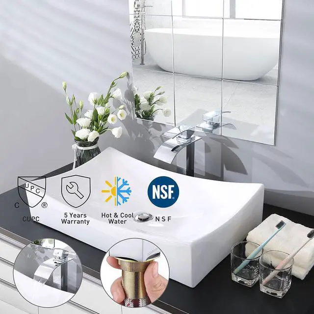 Alt view image 2 of 7 - Aquaterior® Modern 1 Hole Bathroom Faucet Vanity Sink Basin 1 Handle DIY Installation Kitchen CHR