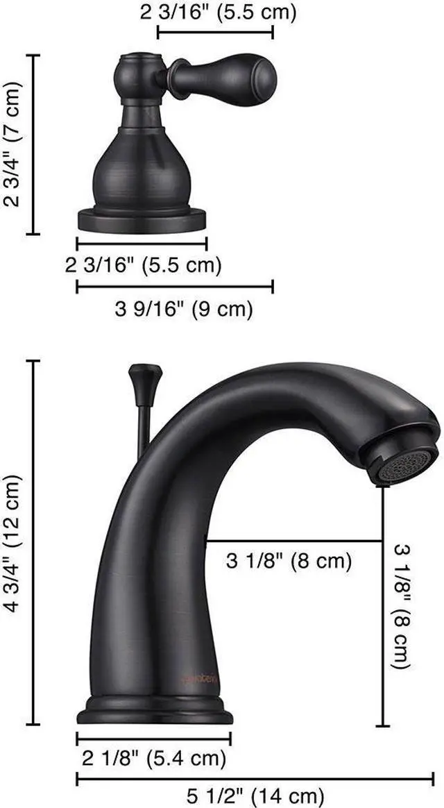 Alt view image 6 of 7 - Aquaterior® 3 Hole Bathroom Sink Faucet Double Handle Widespread Mixer Taps with Drain ORB