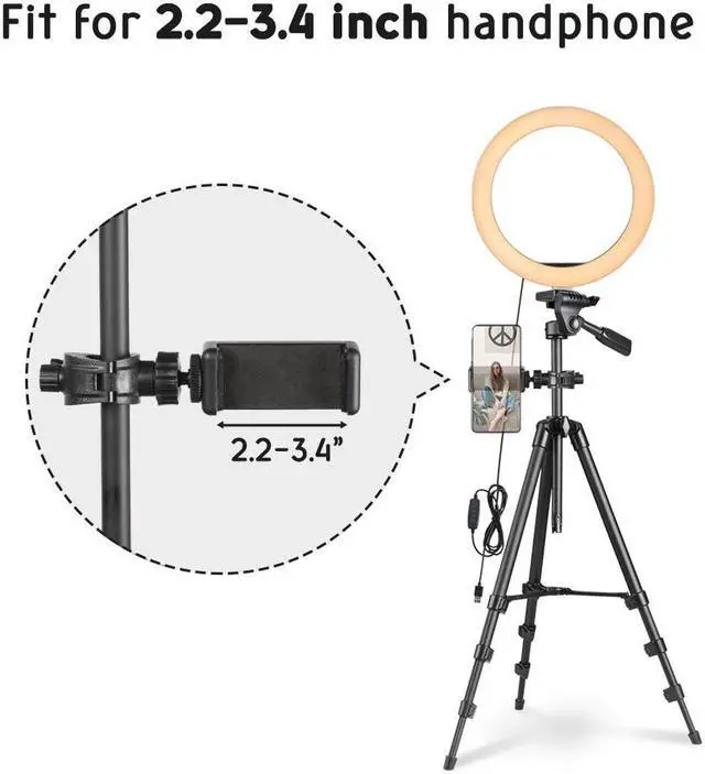 Alt view image 6 of 7 - Yescom 10" Dimmable Selfie LED Ring Light with Tripod Stand Phone Holder for Livestream