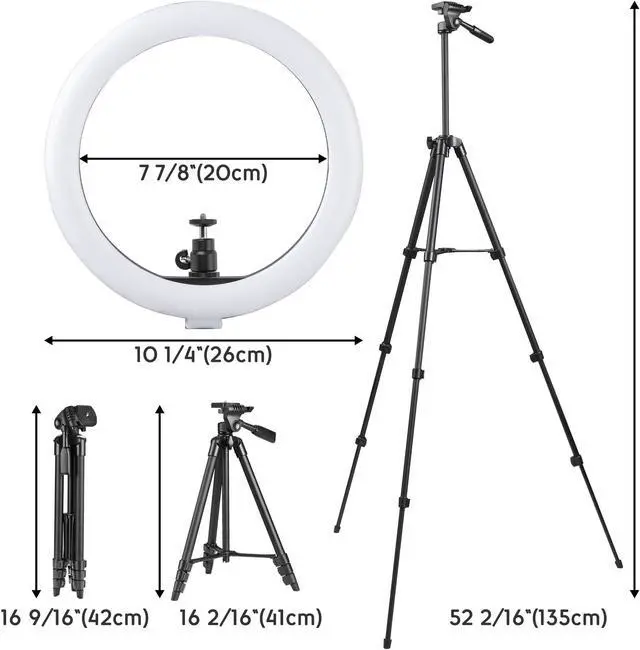 Alt view image 3 of 7 - Yescom 10" Dimmable Selfie LED Ring Light with Tripod Stand Phone Holder for Livestream