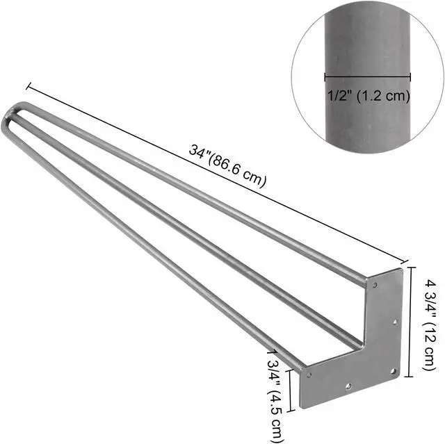 Alt view image 2 of 7 - Yescom 34" Hairpin Legs Steel Rod Heavy Duty Furniture Leg Table Coffee Table Home