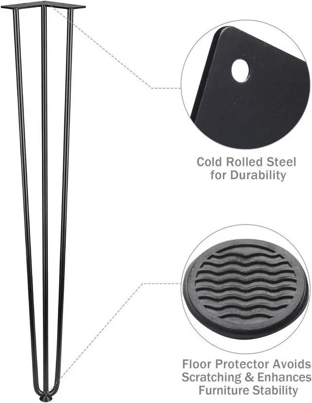 Alt view image 7 of 7 - Yescom 34" Hairpin Legs Steel Rod Heavy Duty Furniture Leg Table Coffee Table Home