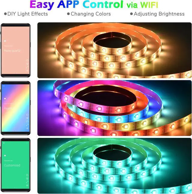 Alt view image 2 of 7 - Yescom 6.6 Ft LED Strip Light Extension Color Changing Voice Music Interact WIFI Home