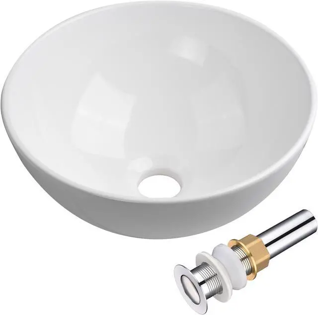 Alt view image 6 of 12 - 12" Vessel Sink Above Counter Washing Basin Bathroom Porcelain Sink with Drain Counter Top Basin