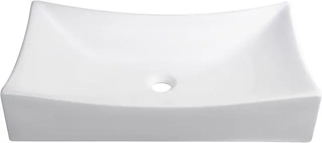 Alt view image 2 of 7 - Aquaterior 26"Lx15-5/8"Wx5-1/3"H Rectangle White Porcelain Ceramic Bathroom Sink w/ Free Chrome Drain