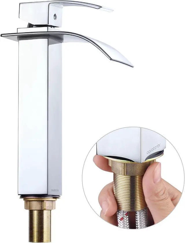 Alt view image 4 of 7 - Aquaterior Waterfall Faucet Above Counter Sink Set Ceramic Bathroom Basin Hotel